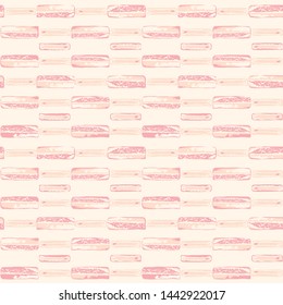 Hand drawn textured rectangles in hues of pastel pink creating a painterly effect. Seamless geometric vector pattern on cream background. Great for wellness, baby products, packaging, stationery