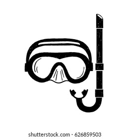 Hand drawn textured snorkeling mask vector illustration.