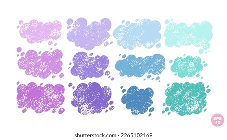 Hand drawn textured speech bubble set. Cloud shape backgrounds. Call out collection as backdrops for messages, banners, phrases, quotes.