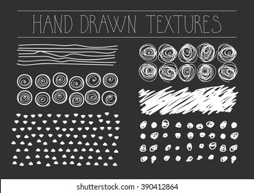 Hand drawn textures. Artistic collection of design elements. Isolated vector.