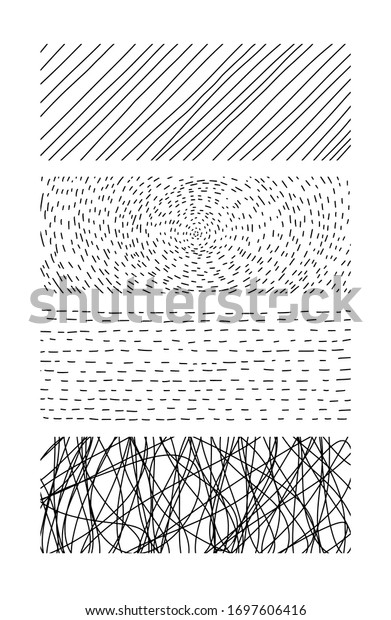 Hand drawn\
textures. Artistic collection of doodle design elements: loop,\
scribble, abstract backgrounds, stippling patterns cage and\
hatching made with ink. Vector\
illustration