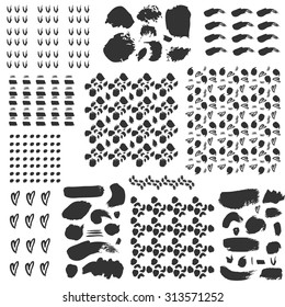 Hand Drawn Textures/ Backgrounds Set made with ink.  Vector. Isolated. 