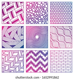 Texturas dibujadas a mano. Gran colección artística de elementos de diseño: patrones gráficos, ornamentos geométricos, líneas abstractas, símbolos tribales hechos con tinta. Conjunto vectorial aislado.