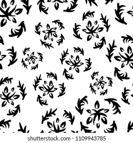 Hand drawn textures and brushes abstract vector endless doodle illustration for background of design elements: dots, hearts, brush strokes, paint dabs, abstract backgrounds, seamless patterns