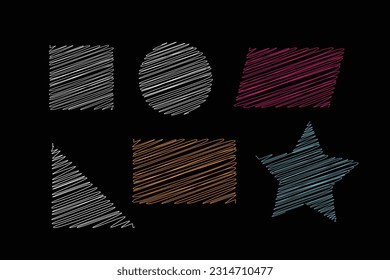 Hand drawn textures and geometric shapes and scribbles. Circle, star, square, triangle, spiral. Artistic collection of design elements- graphic patterns, geometric ornaments, abstract lines made with 