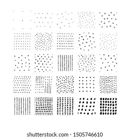 Hand drawn textures. Isolated vector illustration. Seamless pattern, trendy design elements. Set of  background texture dots, drops, points. Ornament in grunge style. 