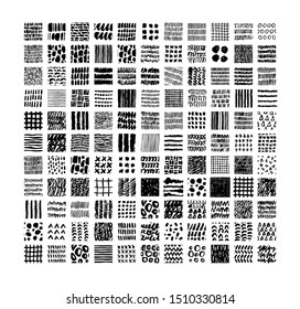 Hand drawn textures. Isolated vector illustration. Seamless pattern, trendy design elements. Set of  background texture drops, line, points, wave, freehand shape. Ornament in grunge style. 
