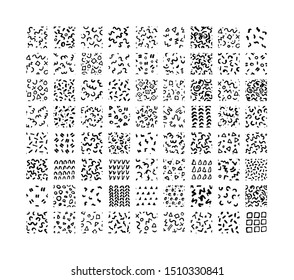 Hand drawn textures. Isolated vector illustration. Seamless pattern, trendy design elements. Set of  background texture drops, line, points, wave, triangle. Ornament in grunge style. 