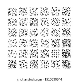 Hand drawn textures. Isolated vector illustration. Seamless pattern. Set of  background texture abstract shapes, memphis design. Ornament in grunge style. 