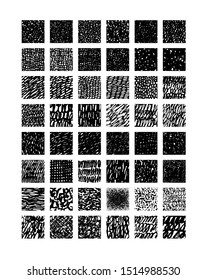 Hand drawn textures. Isolated vector illustration. Seamless pattern, trendy design elements. Set of  background texture drops, line, points, wave, freehand shape. Ornament in grunge style. 
