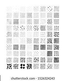 Hand drawn textures. Isolated vector illustration. Seamless pattern, trendy design elements. Set of  background texture dots, drops, points. Ornament in grunge style. 