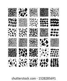 Hand drawn textures. Isolated vector illustration. Seamless pattern. Set of  background texture abstract shapes, memphis design. Ornament in grunge style. 