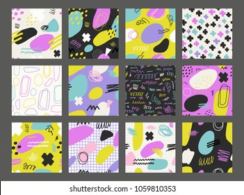 Hand Drawn textures made with ink. Isolated. Vector Illustration. Monochrome hand drawn texture.
