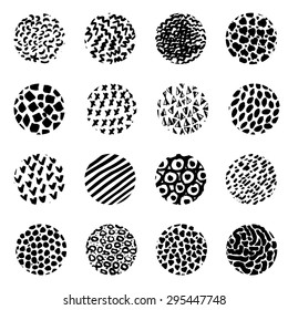 Hand Drawn textures made with ink. Vector.