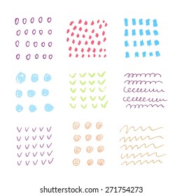 Hand drawn textures made with marker. Vector.