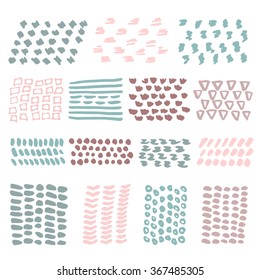 Hand Drawn textures made with Pastel  isolated on white for card design, textiles