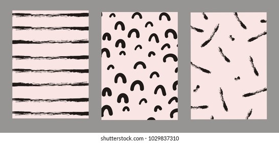 Hand Drawn textures. Set of posters and cards. Hand Drawn textures