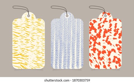 Hand drawn textures style tags set. labels Vector design