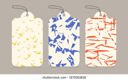 Hand drawn textures style tags set. labels Vector design