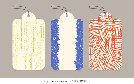 Handgezeichnete Texturen Stil Tags Set. Vektordesign