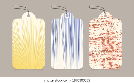 Handgezeichnete Texturen Stil Tags Set. Vektordesign