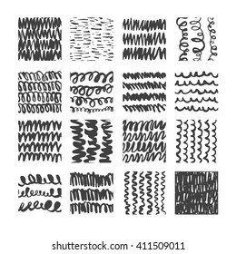Hand drawn textures, template for celebration, invitation, greeting. Hatching drawn seamless, pattern, vector design elements. Set of  background texture, points, strokes, ornament in grunge style
