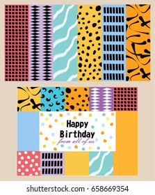 Hand drawn textures, template for celebration, invitation, greeting. Hand drawn collection of artistic invitations. Isolated