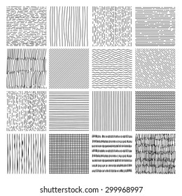 Hand drawn textures, template,. Hatching drawn seamless, pattern, vector design elements Vector set of  background texture, points, strokes, ornament in grunge style