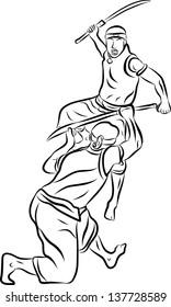hand drawn thai martial art and muay thai boran 