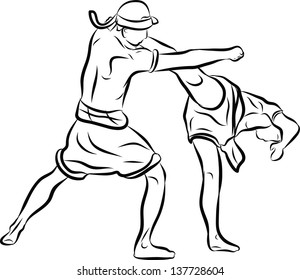 hand drawn thai martial art and muay thai boran 