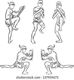 hand drawn Thai martial arts and muay thai boran