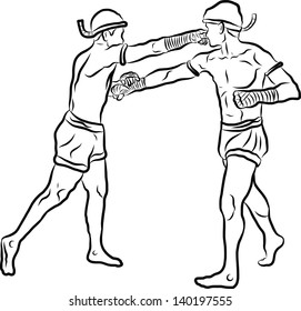 hand drawn Thai martial arts and muay thai boran