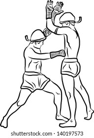 hand drawn Thai martial arts and muay thai boran
