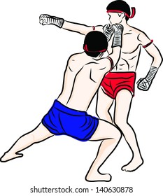 hand drawn Thai martial arts and muay thai boran