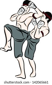 hand drawn Thai martial arts and muay thai boran