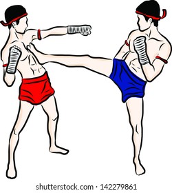 hand drawn Thai martial arts and muay thai boran