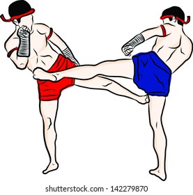hand drawn Thai martial arts and muay thai boran
