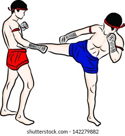 hand drawn Thai martial arts and muay thai boran