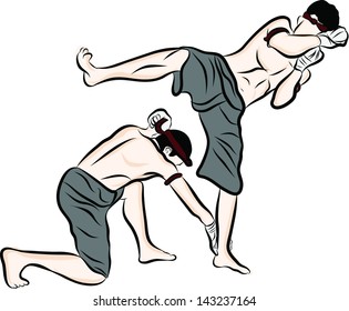 hand drawn Thai martial arts and muay thai boran
