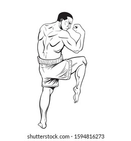 hand drawn Thai martial arts and muay thai