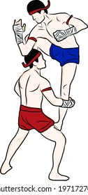 hand drawn Thai martial arts and muay thai boran