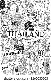 Hand drawn Thailand doodle, sketch style, Vector Illustration 