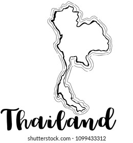 Hand drawn Thailand map sketch,vector illustration