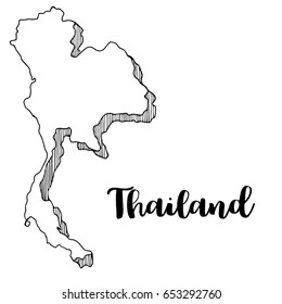 Hand drawn  of Thailand map, vector  illustration