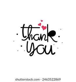 Hand Drawn Thank You Calligraphy Text Vector Design.