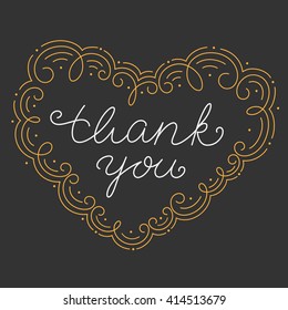 Hand drawn thank you card template. Vector.