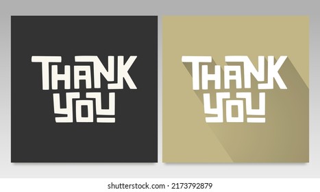 Hand drawn Thank You lettering for Greeting Card. Modern Typography Vector Background.