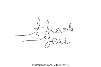 Dibujado a mano Gracias. Letras de una línea aisladas sobre fondo blanco. Usable para tarjetas de felicitación, póster, Anuncios, regalos