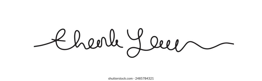 hand drawn Thank you. one line lettering isolated on white background. Usable for greeting cards, poster, banners, gifts.