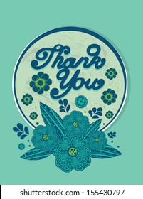 Hand Drawn " Thank You" Text Design in Vector